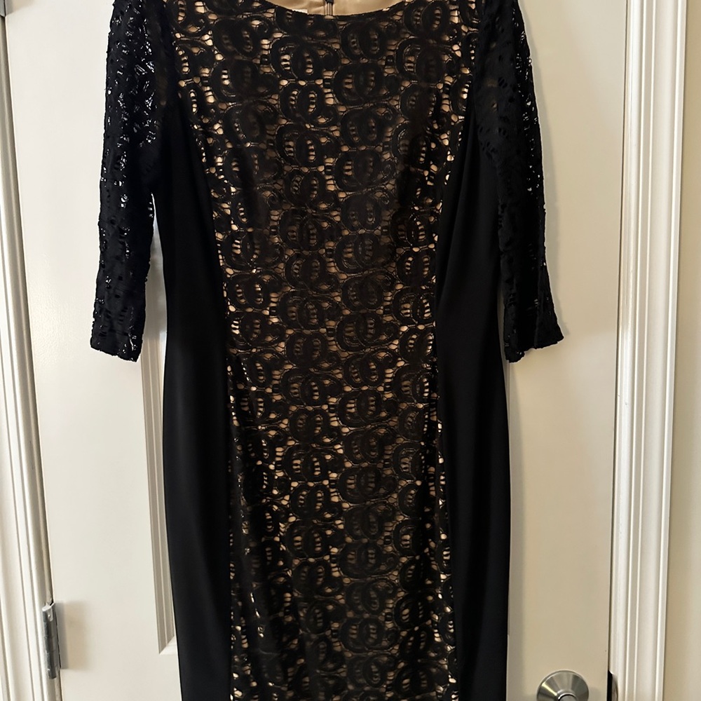 Anne Klein Black Sheath Dress with 3/4 Sleeves for Cocktail